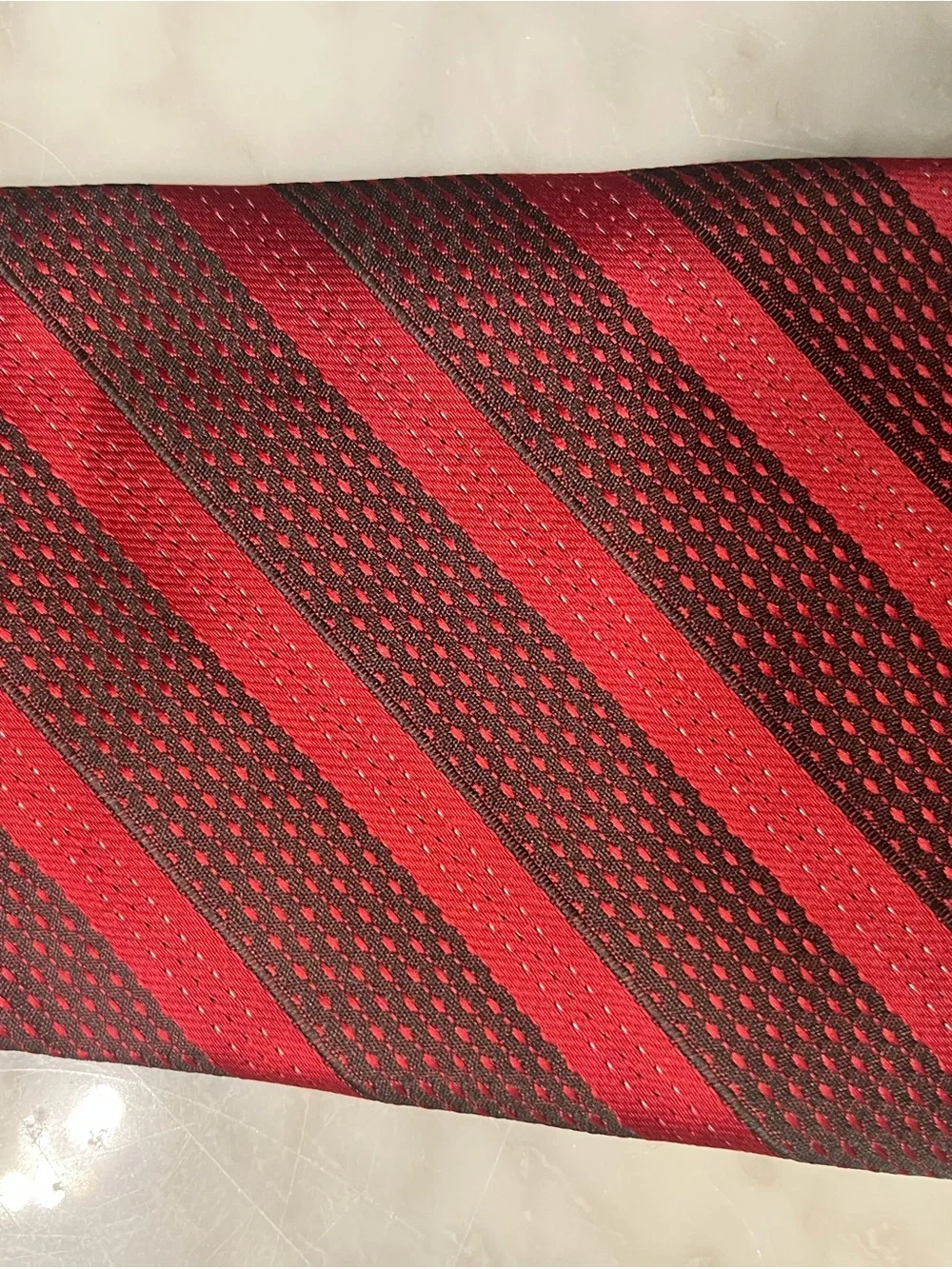 Giorgio Armani Red and Burgundy Diagonal Stripe Tie